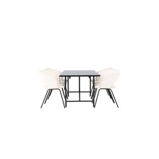 ebuy24 Astrid eethoek tafel zwart en 6 Day stoelen offwhite.