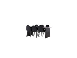 ebuy24 Vail eethoek tafel zwart en 6 Polar stoelen zwart.