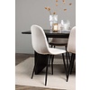 ebuy24 Vail eethoek tafel zwart en 6 Polar stoelen beige.