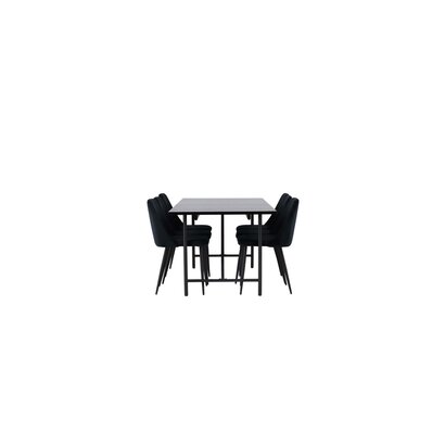 ebuy24 Astrid eethoek tafel zwart en 6 Night stoelen zwart.