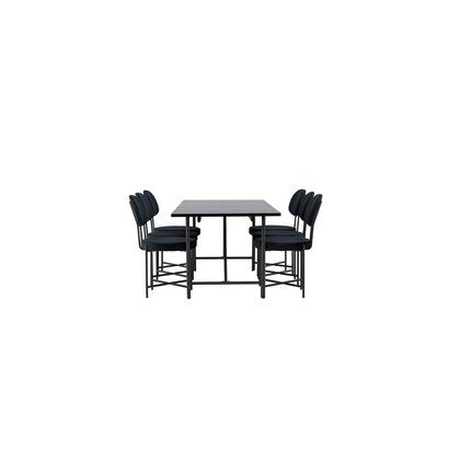 ebuy24 Astrid eethoek tafel zwart en 6 Stella stoelen zwart.