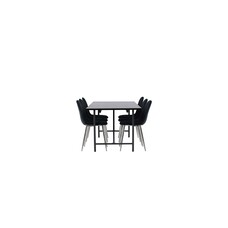 ebuy24 Astrid eethoek tafel zwart en 6 Polar stoelen zwart.