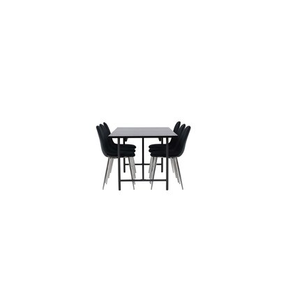 ebuy24 Astrid eethoek tafel zwart en 6 Polar stoelen zwart.