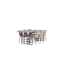 ebuy24 Ystad eethoek tafel mokka en 6 Limhamn stoelen beige.