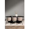 ebuy24 Bootcut eethoek tafel zwart en 6 berit stoelen beige.