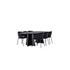 ebuy24 Bootcut eethoek tafel zwart en 6 Selma stoelen zwart.