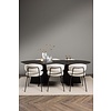 ebuy24 Bootcut eethoek tafel zwart en 6 Chico stoelen wit.