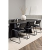 ebuy24 Bootcut eethoek tafel zwart en 6 Kenth stoelen zwart.