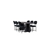 ebuy24 Bootcut eethoek tafel zwart en 6 Stella stoelen zwart.