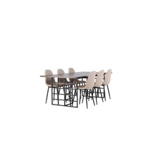 ebuy24 Ystad eethoek tafel mokka en 6 Polar stoelen beige.