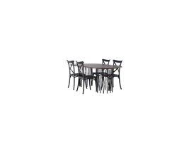 ebuy24 Stone eethoek tafel mokka en 4 Crosett stoelen zwart.