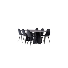 ebuy24 Bootcut eethoek tafel zwart en 6 Polar stoelen zwart.