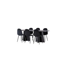 ebuy24 Bootcut eethoek tafel zwart en 6 Polar stoelen zwart.