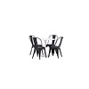 ebuy24 Hamden eethoek tafel wit en 4 Tempe stoelen zwart.