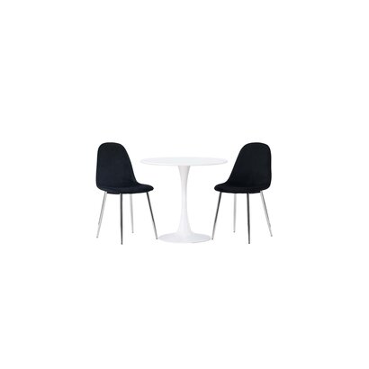 ebuy24 Hamden eethoek tafel wit en 2 Polar stoelen zwart.