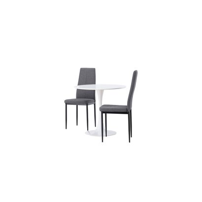 ebuy24 Hamden eethoek tafel wit en 2 Petra stoelen grijs.