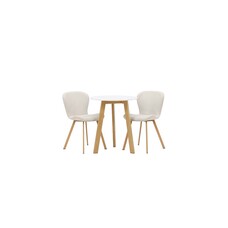 ebuy24 Leonora eethoek tafel wit en 2 Lilja stoelen beige.
