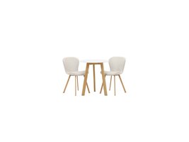 ebuy24 Leonora eethoek tafel wit en 2 Lilja stoelen beige.