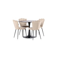 ebuy24 Glade eethoek tafel zwart en 4 Limhamn stoelen beige.