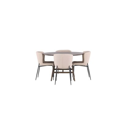 ebuy24 Kaseindon eethoek tafel bruin en 4 Modesto stoelen beige.