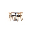 ebuy24 Glade eethoek tafel zwart en 4 Sanjos stoelen naturel.