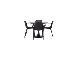 ebuy24 Glade eethoek tafel zwart en 4 baltimore stoelen zwart.
