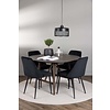 ebuy24 Kaseindon eethoek tafel bruin en 4 Night stoelen zwart.