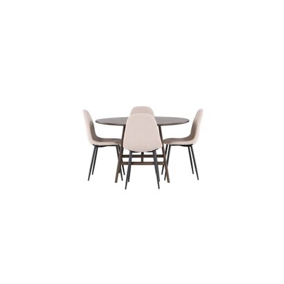 ebuy24 Kaseindon eethoek tafel bruin en 4 Polar stoelen beige.