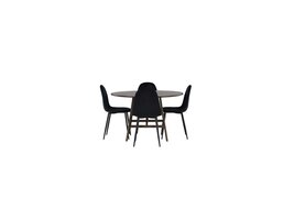 ebuy24 Kaseindon eethoek tafel bruin en 4 Polar stoelen zwart.