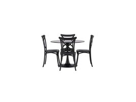 ebuy24 Glade eethoek tafel zwart en 4 Crosett stoelen zwart.