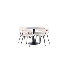 ebuy24 Glade eethoek tafel zwart en 4 Chico stoelen wit.