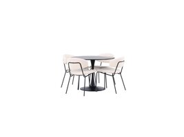 ebuy24 Glade eethoek tafel zwart en 4 Chico stoelen wit.