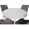 ebuy24 PlazaWHWH100 eethoek eetkamertafel wit en 4 Leone 2.0 eetkamerstal grijs, wit.