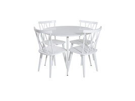 ebuy24 PlazaWHWH100 eethoek eetkamertafel wit en 4 Mariannelund eetkamerstal wit.