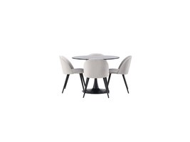 ebuy24 Glade eethoek tafel zwart en 4 Velvet stoelen grijs.