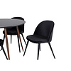 ebuy24 PlazaBLWA100 eethoek eetkamertafel zwart en 4 Velvet eetkamerstal velours zwart.