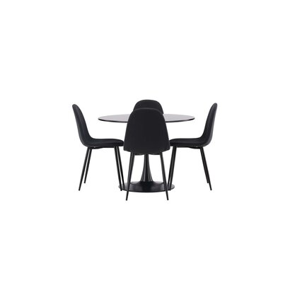 ebuy24 Glade eethoek tafel zwart en 4 Polar stoelen zwart.