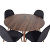 ebuy24 PlazaWA100 eethoek eetkamertafel Okkernoot decor en 4 Polar eetkamerstal zwart.