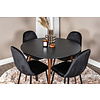 ebuy24 PlazaBLWA100 eethoek eetkamertafel zwart en 4 Polar eetkamerstal velours zwart.
