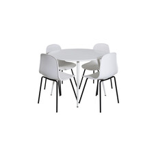 ebuy24 PlazaWHWH100 eethoek eetkamertafel wit en 4 Arctic eetkamerstal wit, zwart.