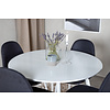 ebuy24 PlazaWHWH100 eethoek eetkamertafel wit en 4 Polar eetkamerstal zwart, wit.