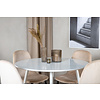 ebuy24 PlazaWHWH100 eethoek eetkamertafel wit en 4 Polar eetkamerstal velours beige.