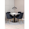 ebuy24 Razzia eethoek tafel wit en 4 Velvet Deluxe stoelen zwart.