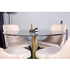 ebuy24 EstelleÃ˜106BLBR eethoek eetkamertafel zwart, marmer en 4 Velvet Deluxe eetkamerstal velours beige, zwart.
