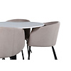 ebuy24 EstelleÃ˜106WHBL eethoek eetkamertafel wit, marmer en 4 Berit eetkamerstal beige.