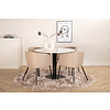 ebuy24 EstelleÃ˜106WHBL eethoek eetkamertafel wit, marmer en 4 Berit eetkamerstal beige.