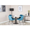 ebuy24 RazziaWH eethoek eetkamertafel terazzo wit en 4 Muce eetkamerstal velours blauw.