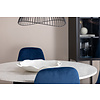 ebuy24 RazziaWH eethoek eetkamertafel terazzo wit en 4 Polar eetkamerstal velours blauw, messing decor.