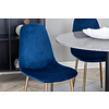 ebuy24 RazziaGR eethoek eetkamertafel terazzo grijs en 4 Polar eetkamerstal velours blauw, messing decor.