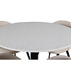 ebuy24 RazziaWH eethoek eetkamertafel terazzo wit en 4 Velvet eetkamerstal velours beige, zwart.